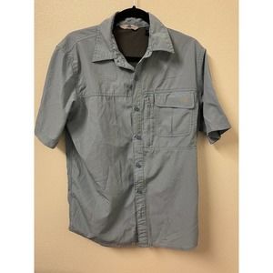 Wrangler Button Up Shirt Men's S/P Blue Short Sleeve Hiking Fishing​​